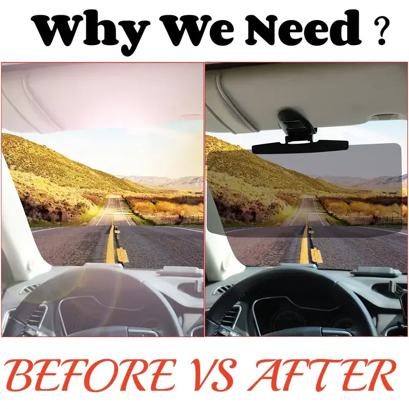 Car-Mounted Anti-Glare Mirror & UV Sunshade – Drive Safer, See Clearer